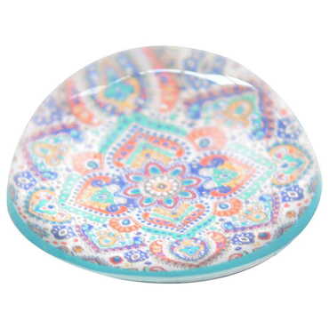 Myros - Mandala Themed Hemisphere Glass Paperweight 5Cm