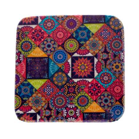 Mandala Themed UV Square Yoresel Coaster 97 mm - 1