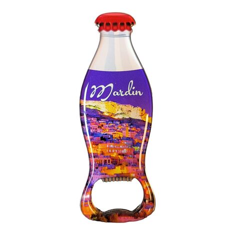 Mardin Themed Coke Bottle Shaped Metal Magnetic Bottle Opener 120x41 mm