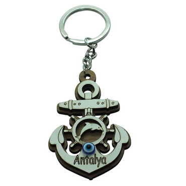 Sea Products Themed Wooden Custom Printed Wooden Keyring - 3