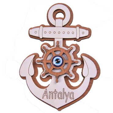 Sea Products Themed Wooden Engraved Souvenir Fridge Magnet