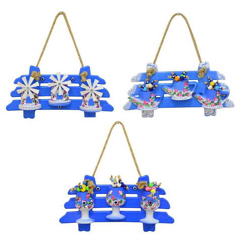 Marine Themed Corded Ceramic Pot Wall Hanging Set 3 Pcs - 3