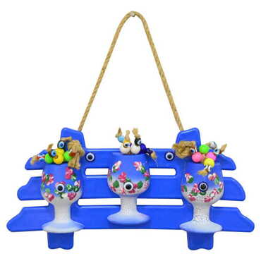 Marine Themed Corded Ceramic Pot Wall Hanging Set 3 Pcs - 5