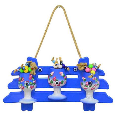 Marine Themed Corded Ceramic Pot Wall Hanging Set 3 Pcs - 5