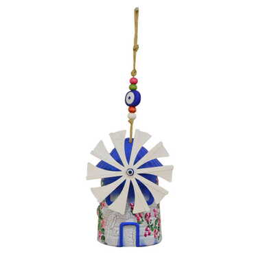 Marine Themed Wooden House Souvenir Windmill With Rope - Thumbnail