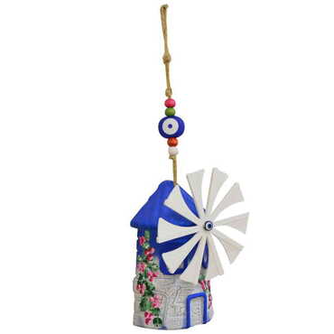 Marine Themed Wooden House Souvenir Windmill With Rope - Thumbnail