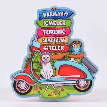 Toptan Marmaris Bölgesi Temalı 3D Resimli Ahşap Magnet - 11