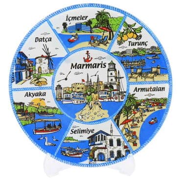 Toptan Marmaris Bölgesi Temalı Cam Tabak 21 cm - 4