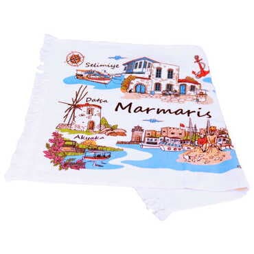 Marmaris Region Themed Customised Serigraphy Printed Hand Towel 300x500 mm