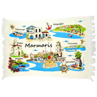 Marmaris Region Themed Customised Serigraphy Printed Hand Towel 600x400 mm