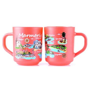 Marmaris Region Themed Colored Glass Mug - 4