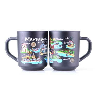Marmaris Region Themed Colored Glass Mug - 6