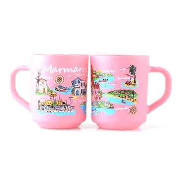 Marmaris Region Themed Colored Glass Mug - 9