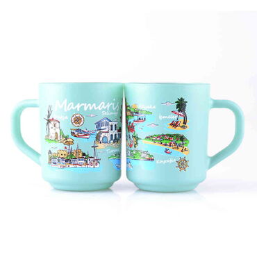 Marmaris Region Themed Colored Glass Mug - 10
