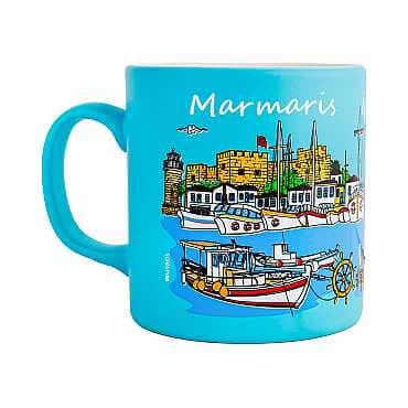 Marmaris Bölgesi Temalı Seramik Renkli Baskılı Kupa 82x90 mm - 3