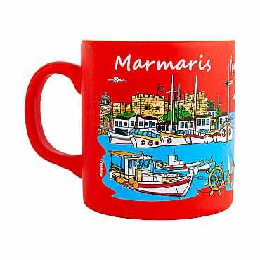 Marmaris Bölgesi Temalı Seramik Renkli Baskılı Kupa 82x90 mm - 4