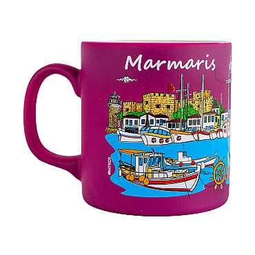 Marmaris Bölgesi Temalı Seramik Renkli Baskılı Kupa 82x90 mm - 5