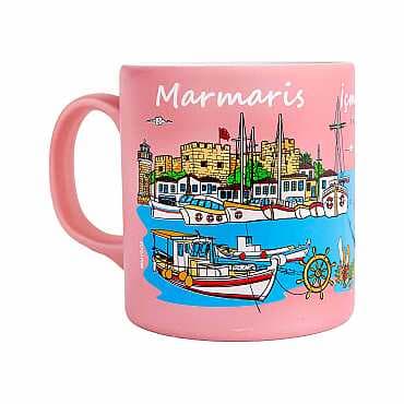 Marmaris Bölgesi Temalı Seramik Renkli Baskılı Kupa 82x90 mm - 6