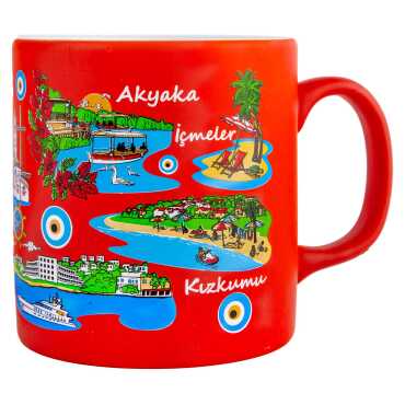 Toptan Marmaris Bölgesi Temalı Seramik Renkli Baskılı Kupa 82x90 mm - 2
