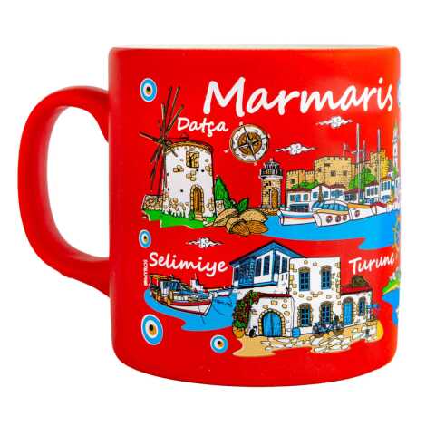 Toptan Marmaris Bölgesi Temalı Seramik Renkli Baskılı Kupa 82x90 mm - 4