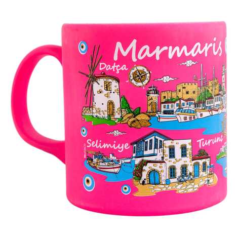 Toptan Marmaris Bölgesi Temalı Seramik Renkli Baskılı Kupa 82x90 mm - 7