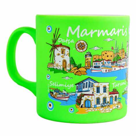 Toptan Marmaris Bölgesi Temalı Seramik Renkli Baskılı Kupa 82x90 mm - 8