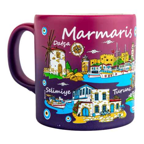 Toptan Marmaris Bölgesi Temalı Seramik Renkli Baskılı Kupa 82x90 mm - 9