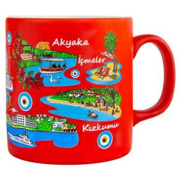 Toptan Marmaris Bölgesi Temalı Seramik Renkli Baskılı Kupa 82x90 mm - 2