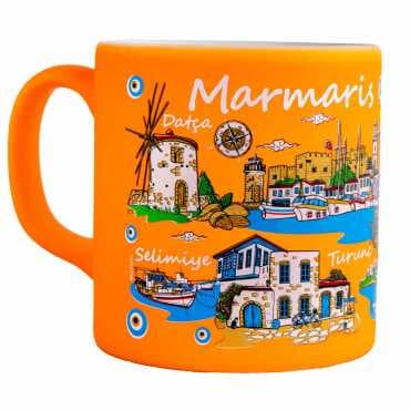 Toptan Marmaris Bölgesi Temalı Seramik Renkli Baskılı Kupa 82x90 mm - 6