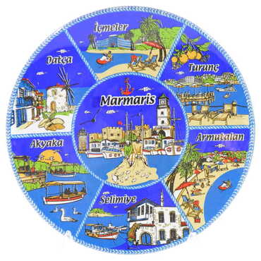 Myros - Marmaris Region Themed Bespoke Printed Glass Plate 18 Cm