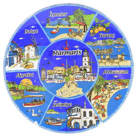 Marmaris Region Themed Bespoke Printed Glass Plate 18 Cm