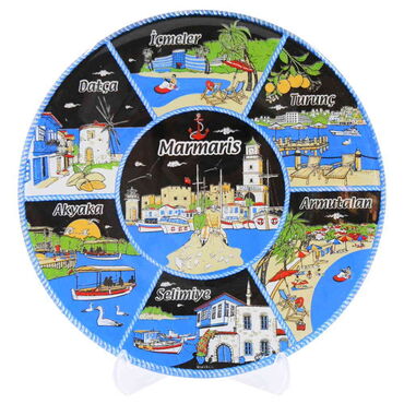 Myros - Marmaris Region Themed Bespoke Printed Glass Plate 21 Cm