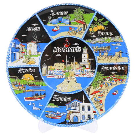 Marmaris Region Themed Bespoke Printed Glass Plate 21 Cm