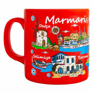 Marmaris Region Themed Customised Serigraphy Printed Ceramic Mug 82x90 mm - 1