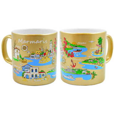 Marmaris Region Themed Customised Serigraphy Printed Ceramic Mug 82x90 mm - Thumbnail