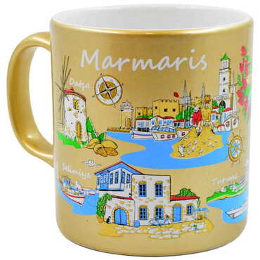 Marmaris Region Themed Customised Serigraphy Printed Ceramic Mug 82x90 mm - Thumbnail