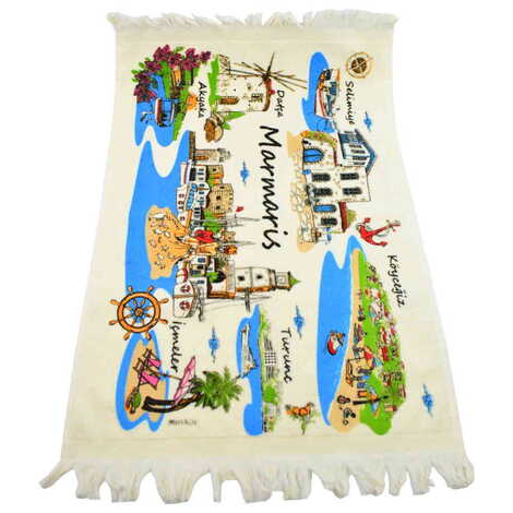 Marmaris Region Themed Customised Serigraphy Printed Hand Towel 600x400 mm