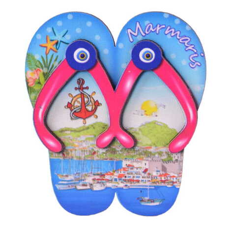 Toptan Marmaris Temalı 3D Resimli Ahşap Magnet - 25