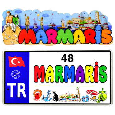 Toptan Marmaris Temalı 3D Resimli Ahşap Magnet - 3