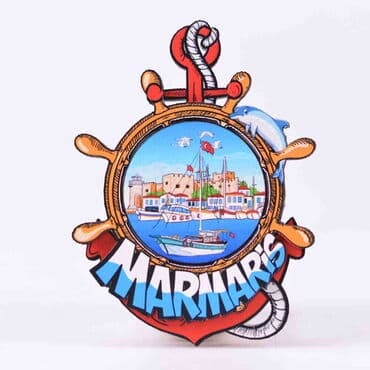Toptan Marmaris Temalı 3D Resimli Ahşap Magnet - 28