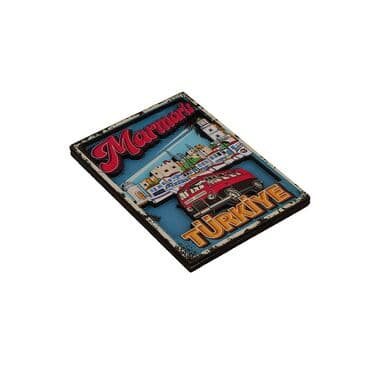 Toptan Marmaris Temalı 3D Resimli Ahşap Magnet - 12