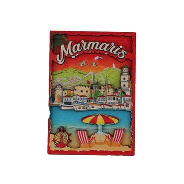 Toptan Marmaris Temalı 3D Resimli Ahşap Magnet - 6