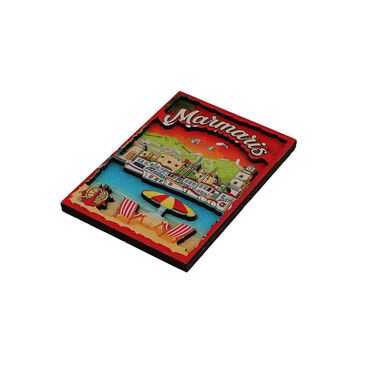 Toptan Marmaris Temalı 3D Resimli Ahşap Magnet - 15