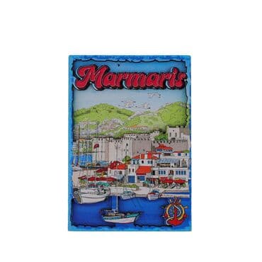 Toptan Marmaris Temalı 3D Resimli Ahşap Magnet - 8