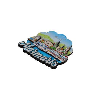 Toptan Marmaris Temalı 3D Resimli Ahşap Magnet - 2