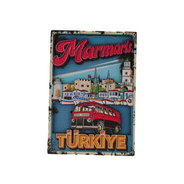 Toptan Marmaris Temalı 3D Resimli Ahşap Magnet - 9