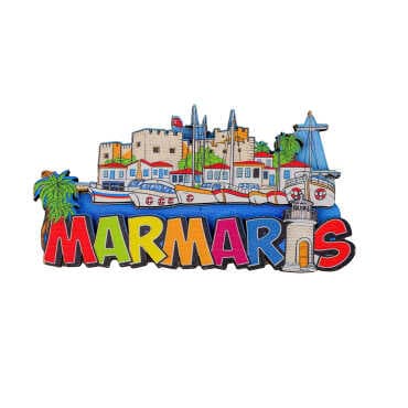 Toptan Marmaris Temalı 3D Resimli Ahşap Magnet - 10