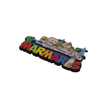 Toptan Marmaris Temalı 3D Resimli Ahşap Magnet - 14