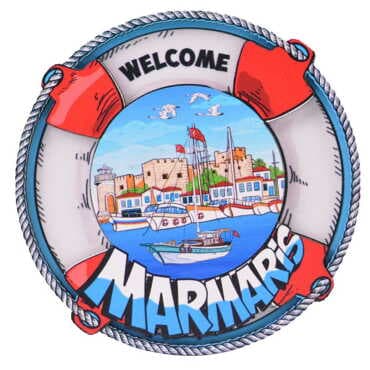 Toptan Marmaris Temalı 3D Resimli Ahşap Magnet - 29