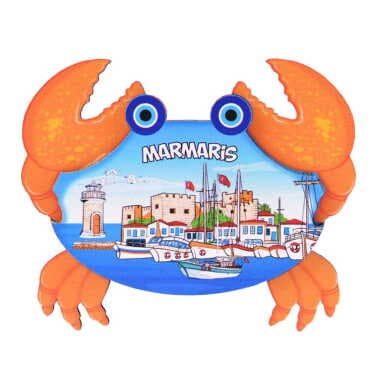 Toptan Marmaris Temalı 3D Resimli Ahşap Magnet - 19